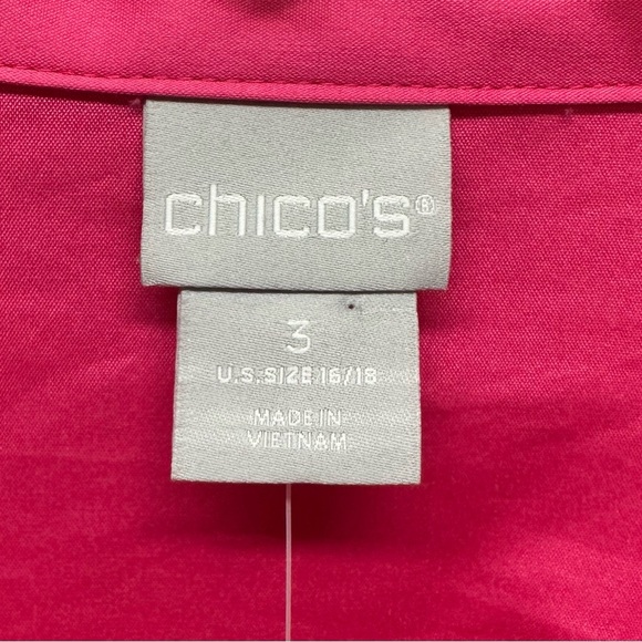 Chico's Women’s XL 3 Top Shirt 3/4 Sleeve V Neck Dolman Popover Pink Poplin - Picture 3 of 7